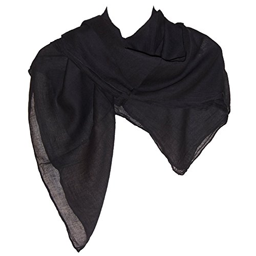 Foulard noir uni mousseline 100x100cm Carré Cache-col Accessoire de mode Vêtement Cover