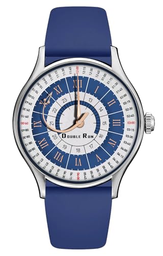 Image of DOUBLERUN Analog Watch, Silicone Strap, Roman Numerals, 24-Hour Display