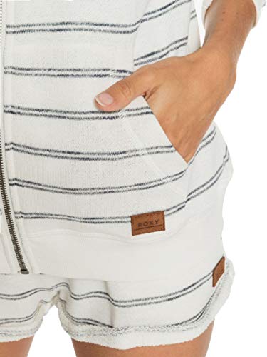 Roxy Womens Perfect Wave Zip-Up Hoodie Hooded Sweatshirt, Snow White Horiz Will Stripes, Medium Us #TOP4