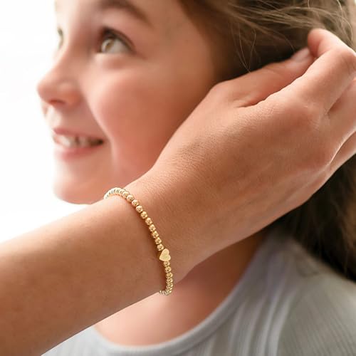 Heart Initial Bracelets for Women Girls - 14K Gold Plated Letter Initial Bracelet Beaded Heart Bracelets for Women Trendy Kids Teen Girl Gifts Trendy Stuff Gold Jewelry3