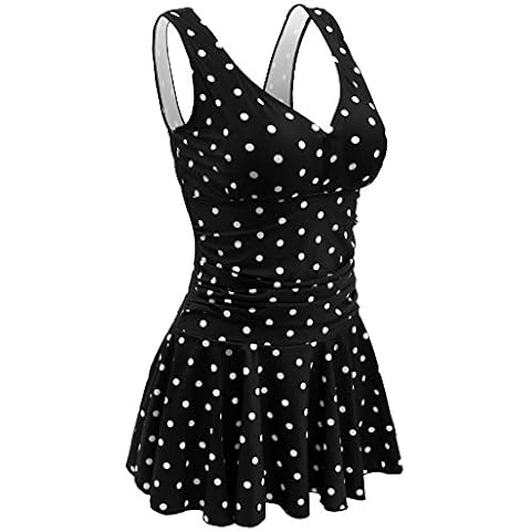 AONTUS Plus Size Bathing Suits Skirted One Piece Swimwear Polka Dot Swimsuits for Women 16-18 Cover