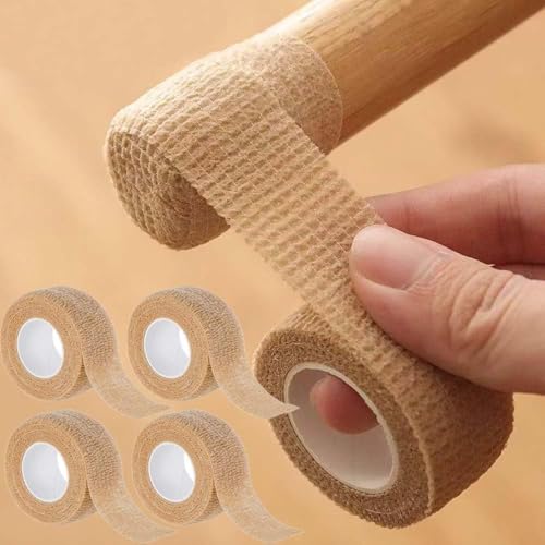 [NIJITUKI] 椅子脚カバー 4本セット 椅子脚キャップ 静音テープ 滑り止めテープ 防音 高弾性不織布素材 ロール仕様 丸脚角脚兼用 家具用 足 ノリ残り無し 滑り止め 強粘着 簡単な取り付け 家具保護 幅2.5cm×長さ4m カーキ