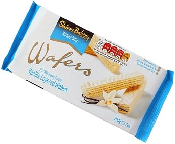 Shires Bakery | 20 Wafers per packet | Crispy & Delicious | 200g | Vegetarian -Friendly | Preservative-Free | 12 Packets, Vanilla Wafer