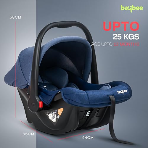 Image of Baybee Premium Baby Carry Cot for Newborn 0-15 Months, 4-in-1 Multipurpose Infant Rocker & Car Seat with Adjustable Handle, Safety Belt & Canopy | Travel Carrycot & Baby Car Seat | Weight Capacity Upto 25 Kgs (Blue)