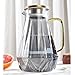 DUJUST Carafe Eau de 2 Litres, Pichet en Verre Design Noir Diamant Moderne, Cruche en Verre avec Couvercle et Anse, Pichet à Eau Haute Durabilité pour Infuseur Fruit, Thé Glacé, Café Chaud, Lait