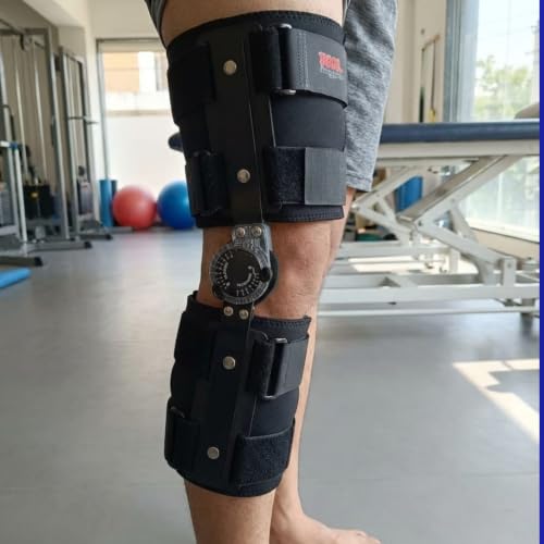 Image of Knee Brace for Rom Knee Pain Relief, Compression Sleeve with Patella Gel Pad & Side Stabilizers, Universal Size, Black - Ideal for Sports, Injury Recovery & Joint Support