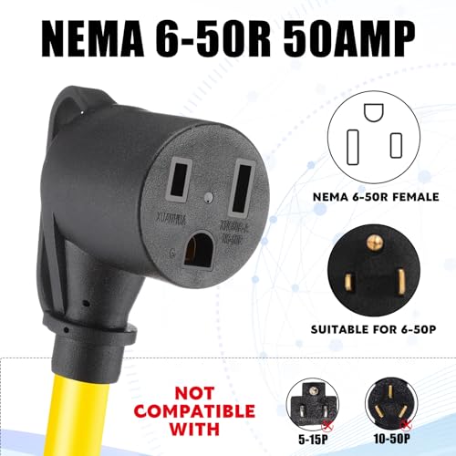 Image of Tellegloww 3ft NEMA L5-30P to 6-50R 30Amp to 50Amp Welder Extension Cord L5-30P Male to 6-50R Female Locking 3 Prong to 3 Prong Welder Power Adapter, STW 10 AWG /3C, ETL Listed