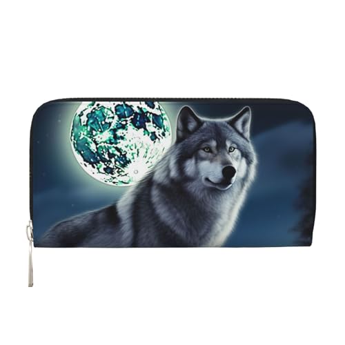 Portefeuille femme loup imperméable avec fermeture éclair grand porte-cartes