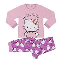 Hello Kitty Girls 100% Cotton Polar Fleece Face Long Pyjama Set