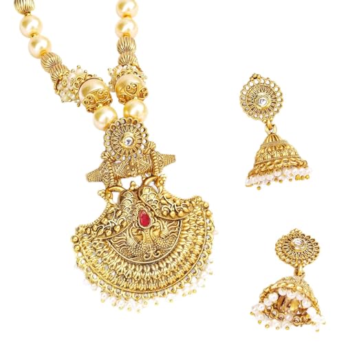 Image of Rubans Gold Plated Necklace Set Traditional Festive Jewellery for Women & Girls