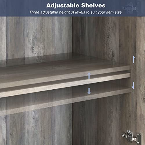 image for BELLEZE Sideboard Buffet Cabinet, Modern Wood Glass-Buffet-Sideboard w