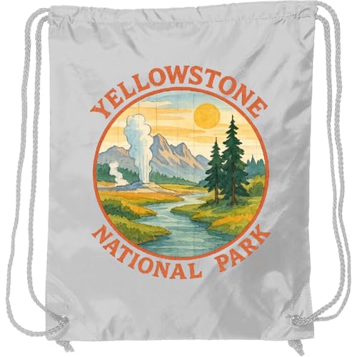 inktastic Yellowstone National Park Vintage Design Drawstring Bag White 46cb7