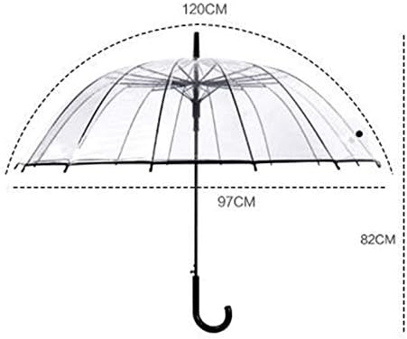 Lancoon Clear Bubble Umbrella 16 Ribs Big Size Windproof Auto Open See Through KS10Black - Image 8
