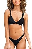 CUPSHE Women's Trianle Ruffle Bikini Swimsuits 2 Piece Ruched V Neck Bathing Suits with Low Waisted...