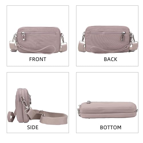 Image of JANKS Small Crossbody Bags for Women Wristlet Wallets Nylon Shoulder Bag with 4 Zipper Carry All Purse Credit Card Holder