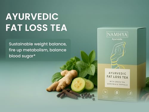 Image of Namhya Ayurvedic Fat Loss Tea Bags | Stimulant-Free | 28-Day Metabolic Reset | Controls Cravings | Reduces Belly Fat & Bloating | Detox & Digestion Support | Natural Herbal Tea | 25 Tea Bags