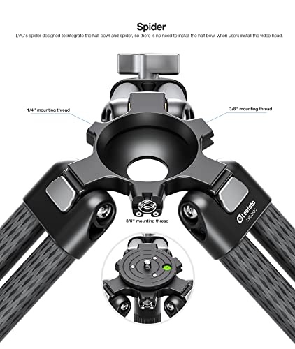 Leofoto LVC-253C+BV-15 King Kong Series Carbon Fiber Dual Leg Video Tripod w Fluid Head & Middle Spreader