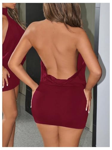 Image of SOLY HUX Women's Halter Mini Dress Y2k Backless Bodycon Club Night Cocktail Dresses