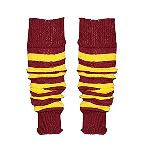 FAIRY TRENDZ Scaldamuscoli da donna con stampa a righe, elasticizzato, comodo, per danza e feste, Giallo/Marrone, Etichettalia unica