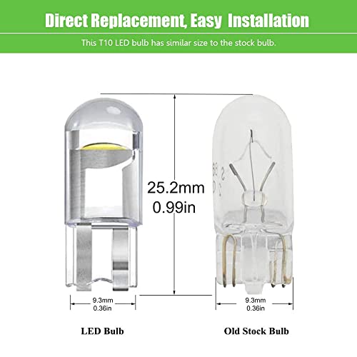 Makergroup 158 Led Bulb W5W 2825 168 192 194 T10 Wedge Light Bulbs 12V Cool White For Car Side Marker Lights Dome Map Door Courtesy License Plate 0.5W 10-Pack #TOP4