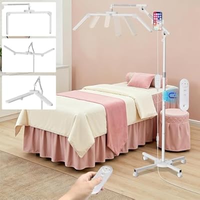 Woputne 40W Foldable Square Lash Light for Beauty Eyelash Tech Tattoo, 3 Color Modes & 10 Dimming Brightness, 34.5in Adjustable Lamp Head & Arms & Height, Remote Control LED Lash Tech Light (White)