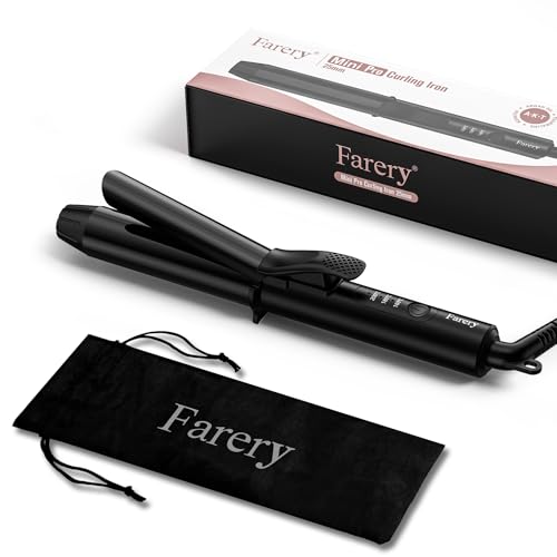 FARERY Mini Curling Tongs Dual Voltage, 25mm Mini Hair Curler for Short & Long Hair, Travel Size Curling Wand with 3 Adjustable Temp, Ceramic Mini Curling Iron with Keratin & Argan Oil Infused, Black