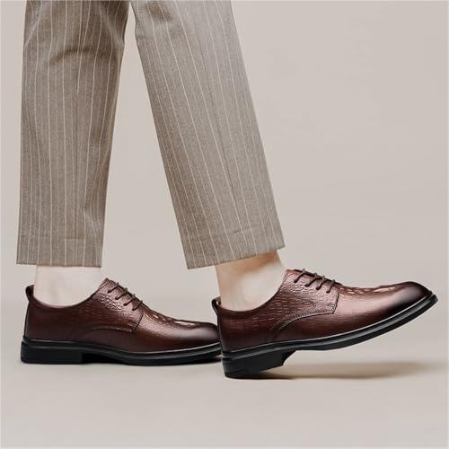 Mens Oxford Leather Dress Shoes Crocodile Pattern Business Casual Non Slip Comfortable Footwear Lace up3