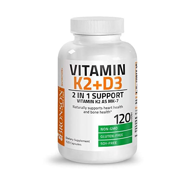 Vitamin-K2-MK7-with-D3-Supplement-Bone-and-Heart-Health-Non-GMO-Formula-5000-IU-Vitamin-D3-90-mcg-Vitamin-K2-MK-7-Easy-to-Swallow-Vitamin-D-K-Complex-120-Capsules Bronson Vitamin K2 (MK7) with D3 Supplement Non-GMO Formula 5000 IU Vitamin D3 & 90 mcg Vitamin K2 MK-7 Easy to Swallow Vitamin D & K Complex, 120 Capsules
