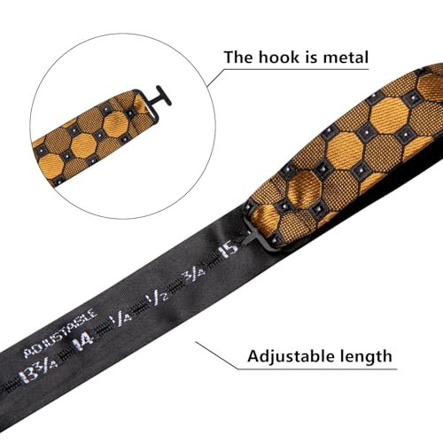 Image of Dubulle Self Tie Bow Ties and Lapel Pin for Men Paisley Solid Mens Bowtie and Handkerchief Cufflinks Set Wedding