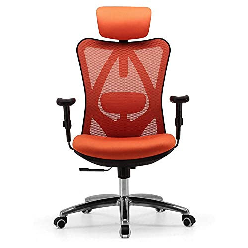 Image of SIHOO Ergonomic Desk Chair, Computer Chair with Breathable Mesh Design Adjustable Headrest and Lumbar Support High Back Chair(Orange)