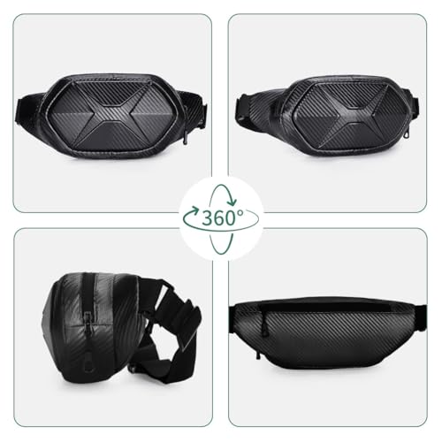 Image of STHIRA Waterproof Bag For Men Carbon Fiber Texture Crossbody Chest Pack Unisex Motorcycle Bag Travel Pouch For Phone & Essentials Casual Storage Riding pouch With Adjustable Strap Gifts For Bikers