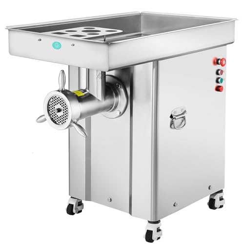 VEVOR Picadora de Carne Eléctrica de 16,6 kg/min, con Cuchilla, Placa de Molienda, Máquina para Hacer Salchichas, de Acero Inoxidable para Cocina, Restaurante, Carnicería, 930 x 598 x 885 mm, 42#