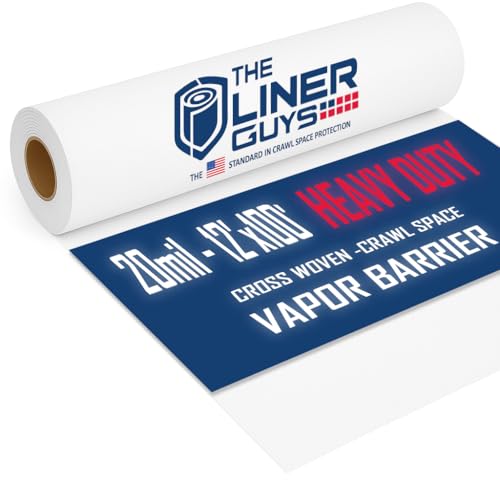 The Liner Guys 20 Mil Crawl Space Vapor Barrier 12 ft x 100 ft Heavy Duty Reinforced Woven Plastic Sheeting for Crawl Space Encapsulation Moisture & Radon Barrier