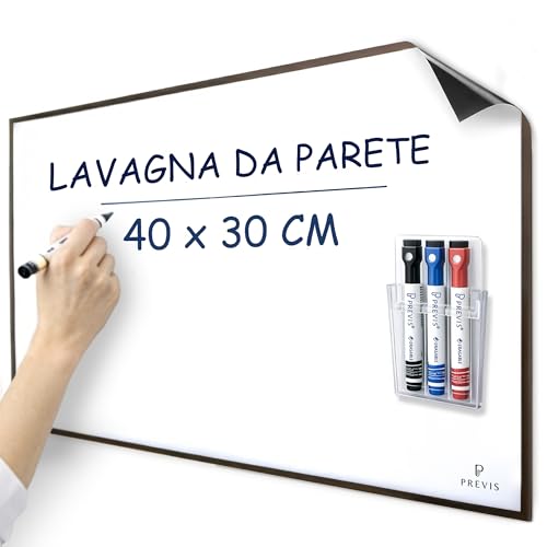 PREVIS Lavagna Magnetica Adesiva da Parete Cancellabile A3 40X30CM con 3 Pennarelli - Foglio Lavagna Cancellabile per Cucina, Camera, Ufficio, Garage... Non Danneggia le Pareti