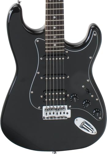 Rocktile Pro ST60-BK gitara elektryczna All Black AK20A zestaw – korpus mahoniowy, humbucker i przetwornik Single-Coil, w zestawie wzmacniacz kombi i kabel – idealny zestaw do gitary elektrycznej dla