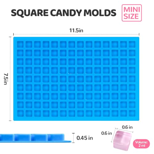 Image of Square Silicone Candy Molds - Mini Silicone Molds for Hard Candy, Chocolate, Gummy, Caramel, Ganache, Ice Cubes