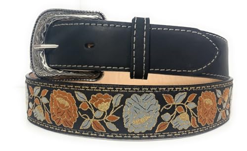 Women's Black Western Belt, Girls Genuine Leather Floral Pattern Casual Or Work Western Belt4