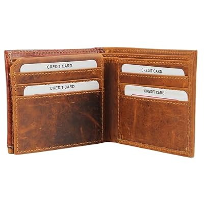 American Bison Tooled Side Bifold Wallet with ConchosOil Pull Up Classic Western Craftsmanship & RFID Protection (Buffalo Nikle, Tan)