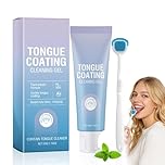 Tongue Cleaning Kit, Tongue Cleaning Gel with Brush, Oral Hygiene Tool for Fresh Breath, Fresh Mint Tongue Cleaner Gel for Daily Use, Reducing Bad Breath & Oral Care