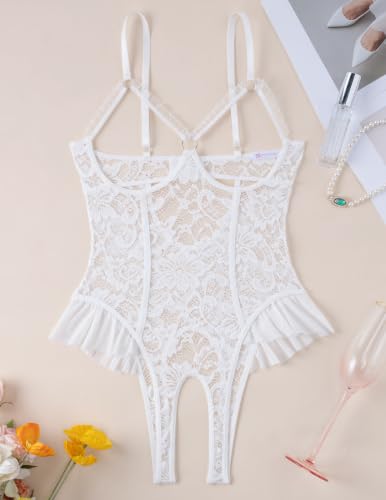 Image of Avidlove Women One Piece Lingerie Sexy Lace Babydoll Mini Bodysuit