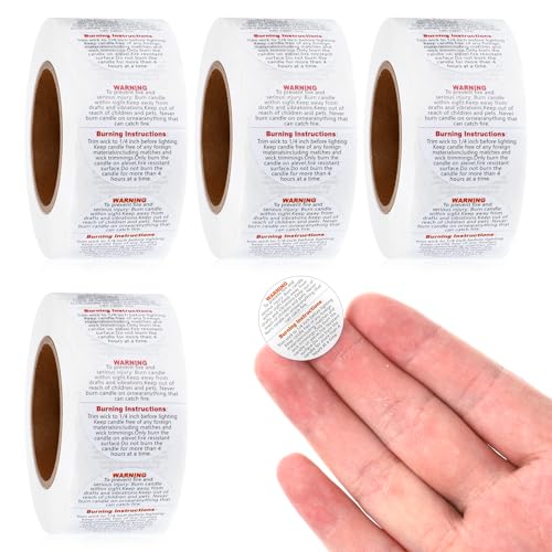 salbsever 2000 Pcs Candle Warning Labels 1 Inch Candle Stickers Candles Jars Safety Stickers for Candles Making DIY Jars and Tins