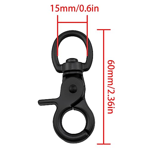 Lovelysp Liga de zinco 60 mm chaveiro preto fechadura porta gaiola gancho clipe de cinto para correi