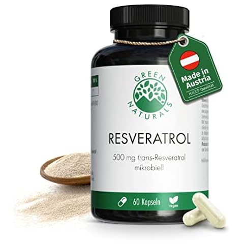 Resveratrol (60 Kapseln á 500mg) aus Hefe - Österreichische Herstellung - 100% Vegan & Ohne Zusätze - Vorrat für 2 Monate Cover