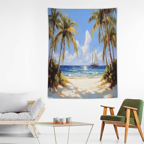 Tapiz de palmeras verticales para decorar una sala de estar moderna 3