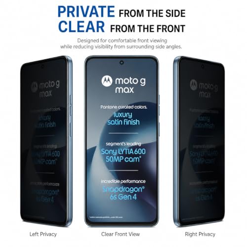 Image of FIRST MART Privacy Tempered Glass for Motorola G Max, 2 Pack | Anti-Spy 9H Screen Protector, Edge-to-Edge, Case-Friendly, Scratch Resistant, Bubble-Free