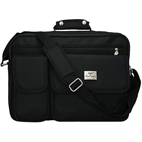 XXL und Kleiner Schultertasche Aktentasche Flugbegleiter Laptop Umhängetasche Business Messenger Bag Notebook Tasche Black SchwarzNEU Cover