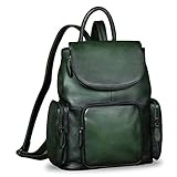 IVTG Genuine Leather Backpack for Women Shoulder Bag Vintage Designer Back Bag Fashion Rucksack Casual Daypack (Green)