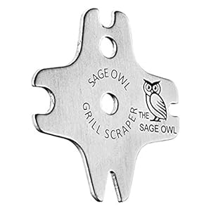 Sage Owl Stainless Steel Grill Scraper Tool – BBQ Gifts for Women Who Has Everything – Dishwasher Safe Bristle Free Grill Cleaning Brush Alternative – Mens Kitchen Gadgets
