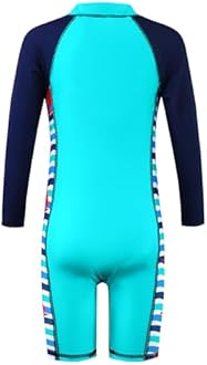 HUAANIUE Boys Swimming Short Sleeve Swimsuit 3-12Y Kids One Piece Swimwear Navy Sun Protection 50+ Swim Clothes UPF Warm Sportwear Costume Summer Surfing