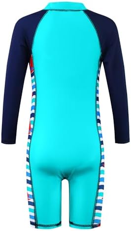 HUAANIUE Boys Swimming Short Sleeve Swimsuit 3-12Y Kids One Piece Swimwear Navy Sun Protection 50+ Swim Clothes UPF Warm Sportwear Costume Summer Surfing